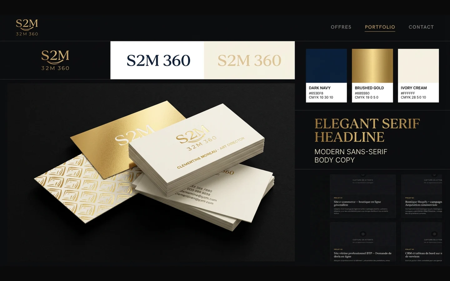 Capture du projet 8 — Identité de marque et cartes de visite — Studio premium livré par S2M 360