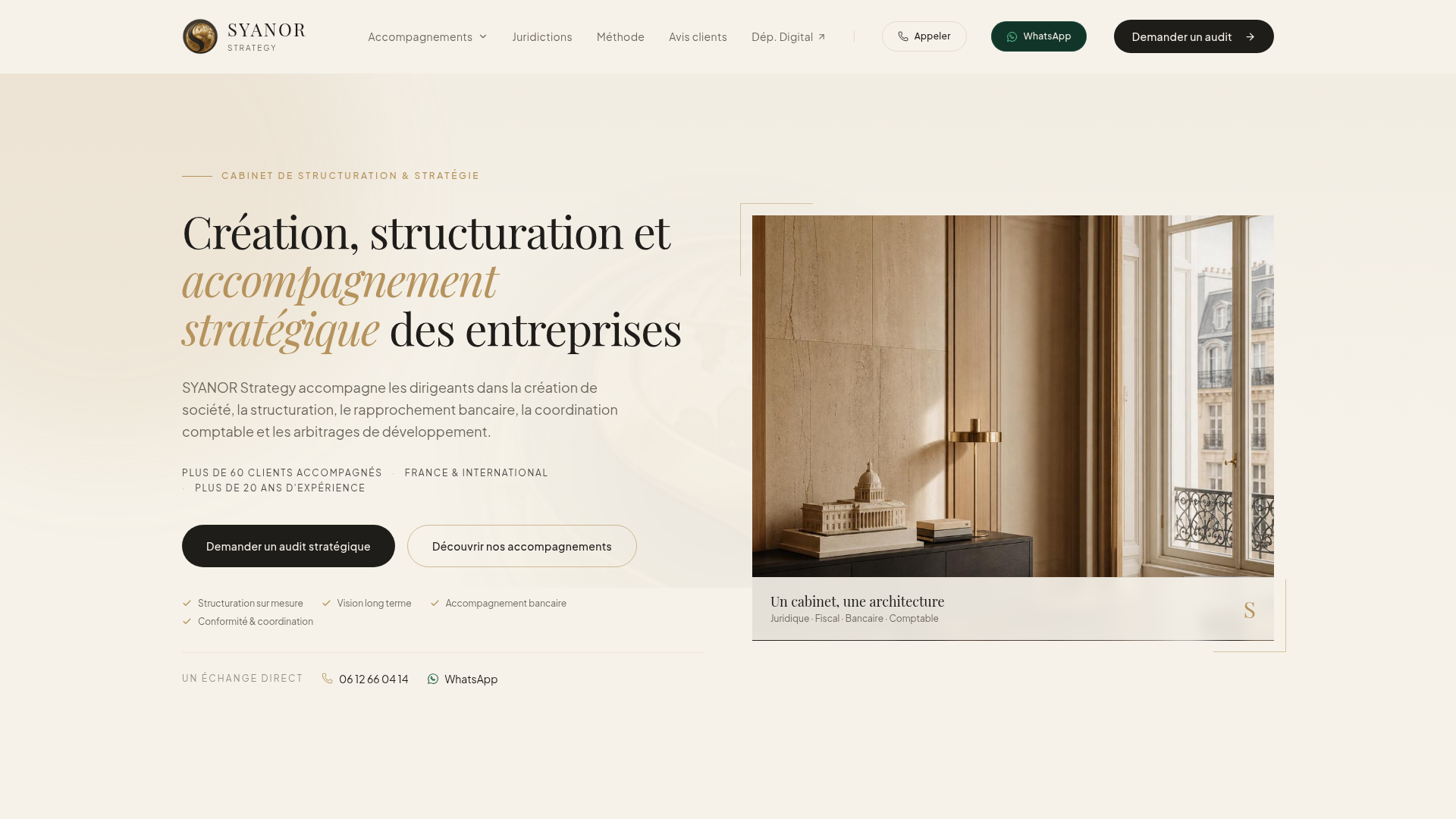 Capture du projet 2 — Syanor Strategy — Site vitrine de conseil livré par S2M 360